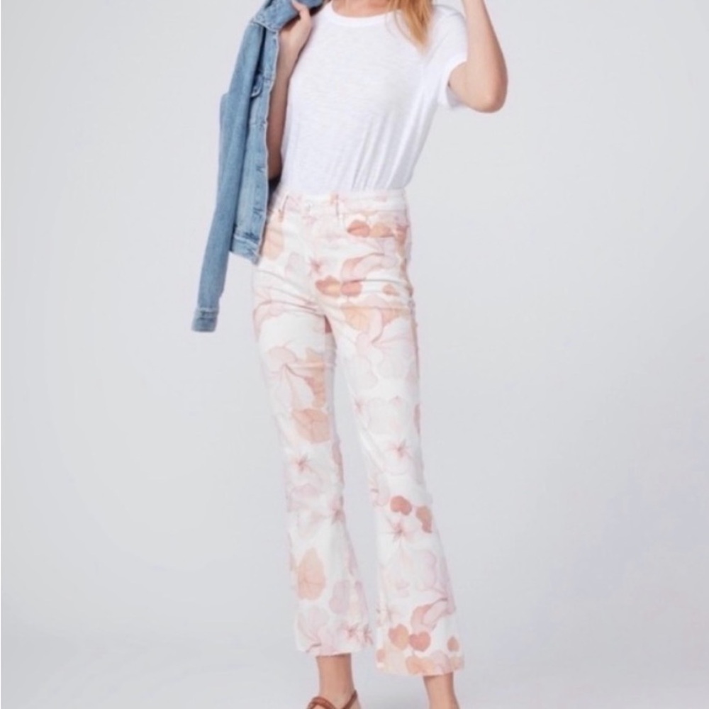 PAIGE Claudine Crop Flare Jeans Georgia Bloom High Rise Size 27